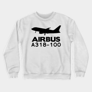 Airbus A318-100 Silhouette Print (Black) Crewneck Sweatshirt